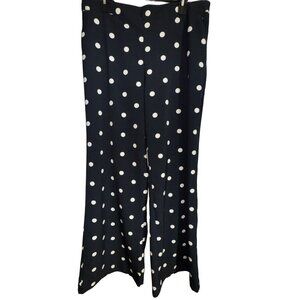 New York & Company Womens Polka Dot Dress Pants Size Large Navy Blue & White Cut